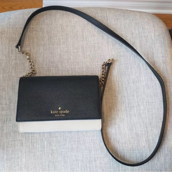 Kate Spade New York Cedar Street Saffiano Genuine Leather Black/Cream Crossbody - Picture 3 of 14